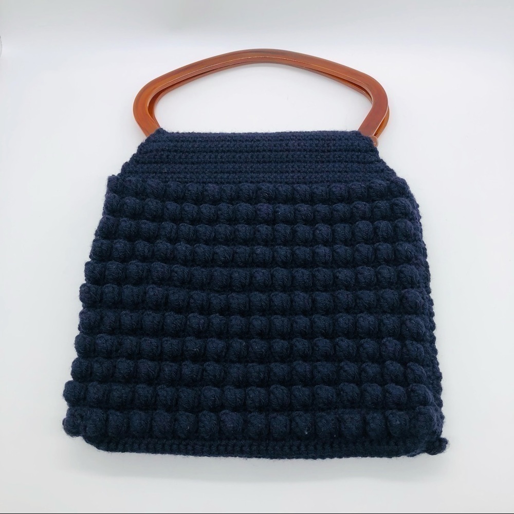 WOMENS BEAUTIFUL NAVY KNITTED PURSE